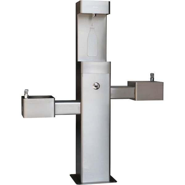 Global Industrial Outdoor Bottle Filling Station & Bi-Level Fountain w/ Filter, Stainless 761220F - main